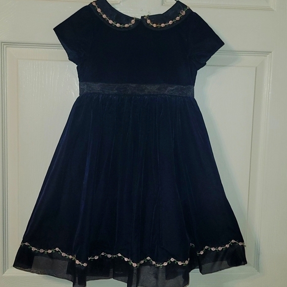 Vintage Blue Velvet Dress - Picture 1 of 4